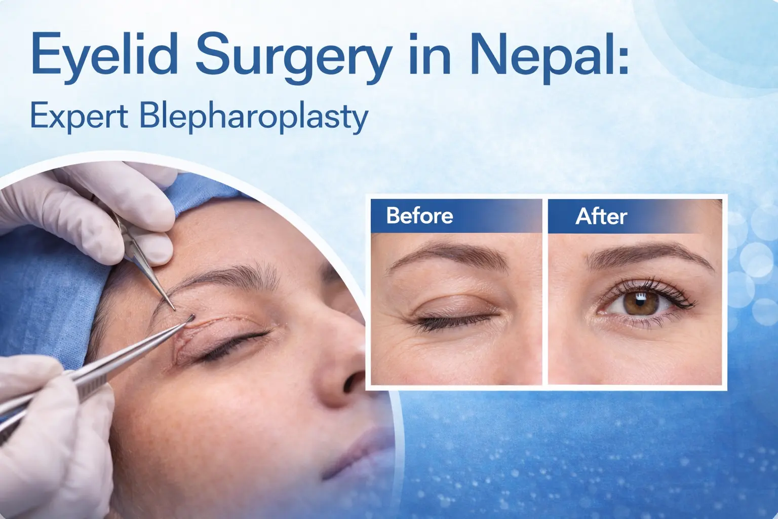 Professional eyelid surgery in Nepal by Dr. Rajan Babu Tajhya. 12+ years experience in blepharoplasty. Hooded eyes, Mongolian eyes treatment.